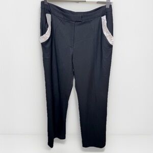 VTG Wool Black Women's Pants with White Frill Accent at the pockets | Size 6